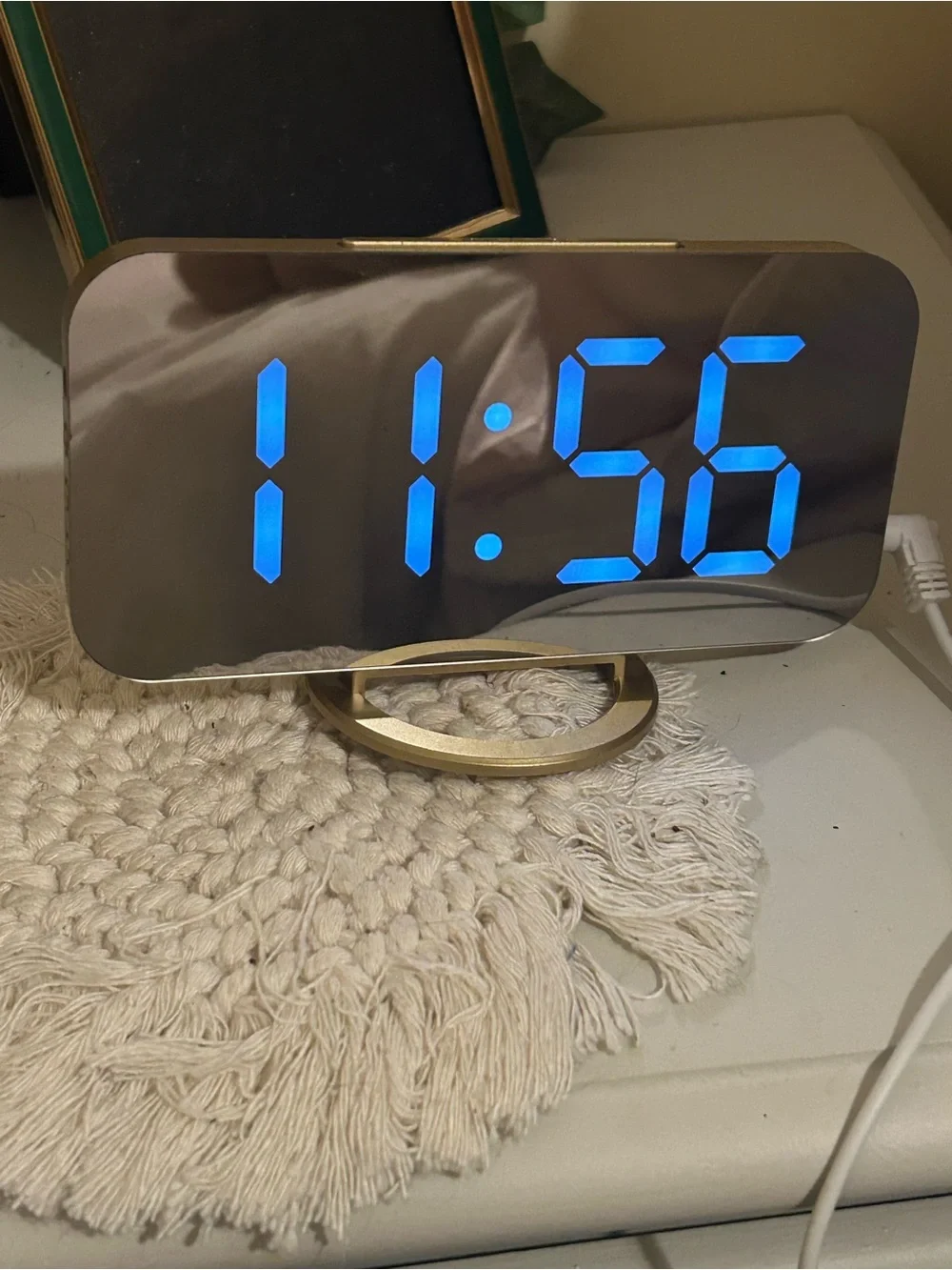 Digital LED Mirror Alarm Clock - Gold Finish